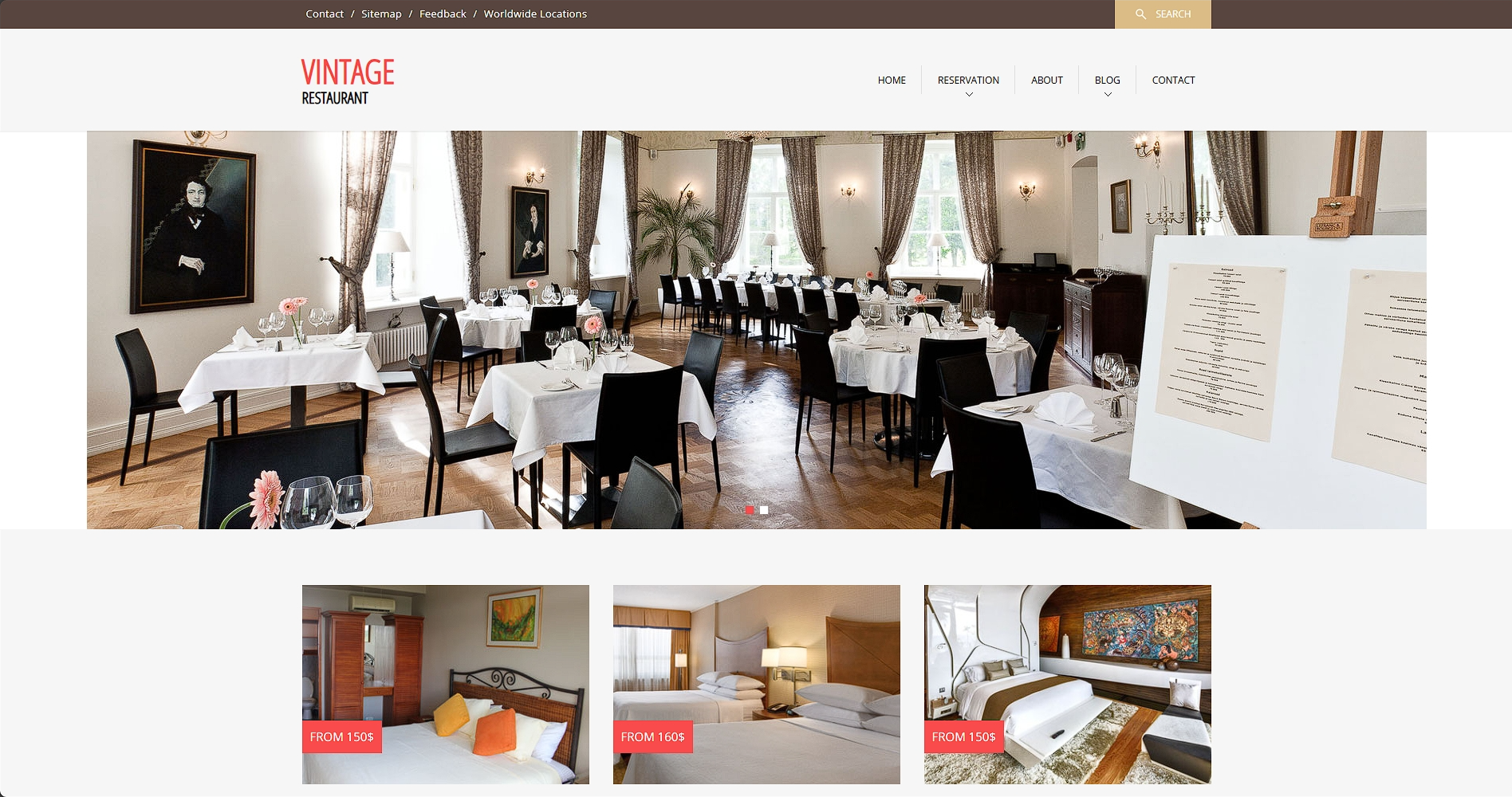 酒店餐厅响应式网页模板-柒伍零丨网络资源社区