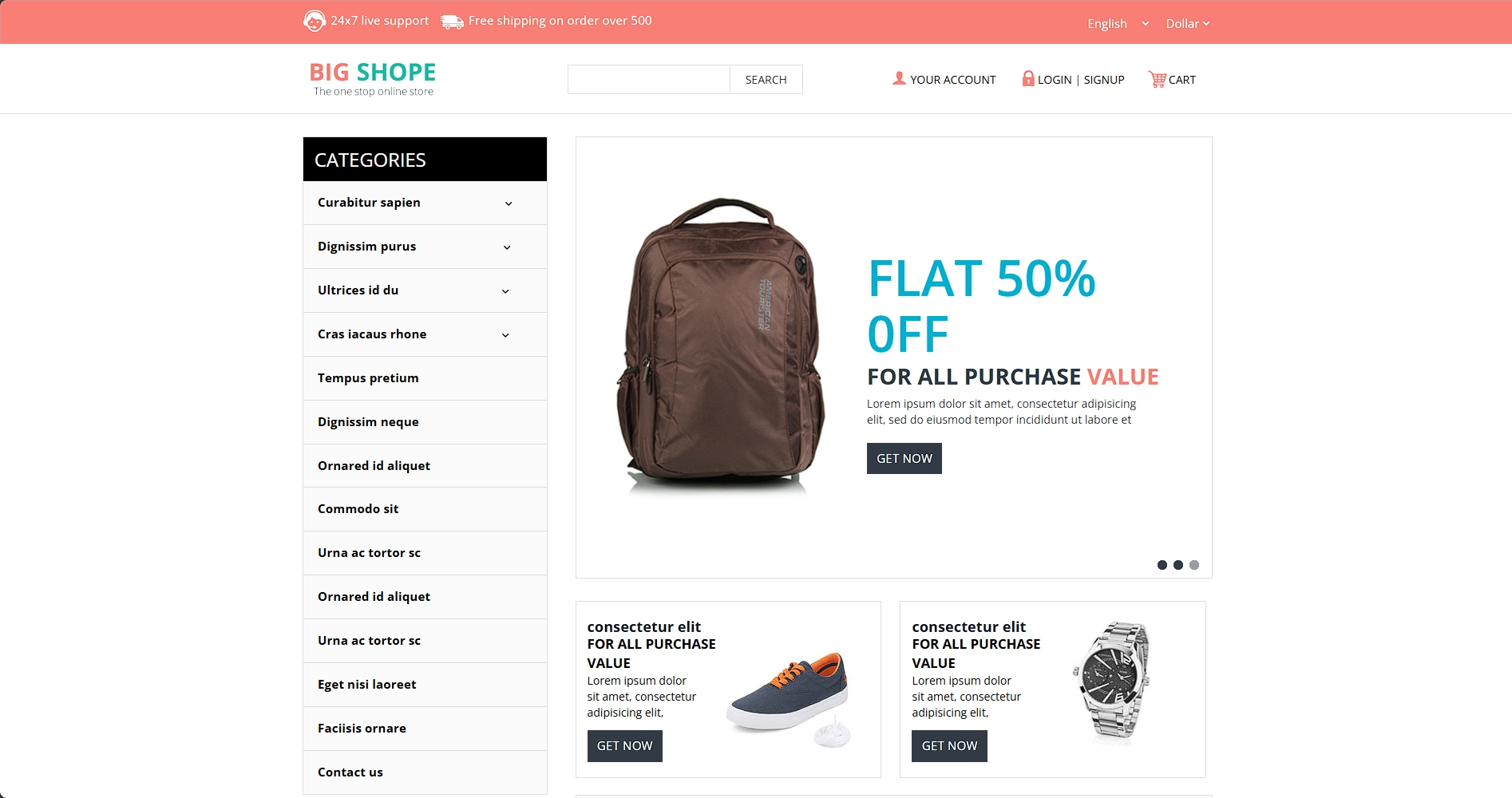 简洁综合网店响应式网页模板-柒伍零丨网络资源社区