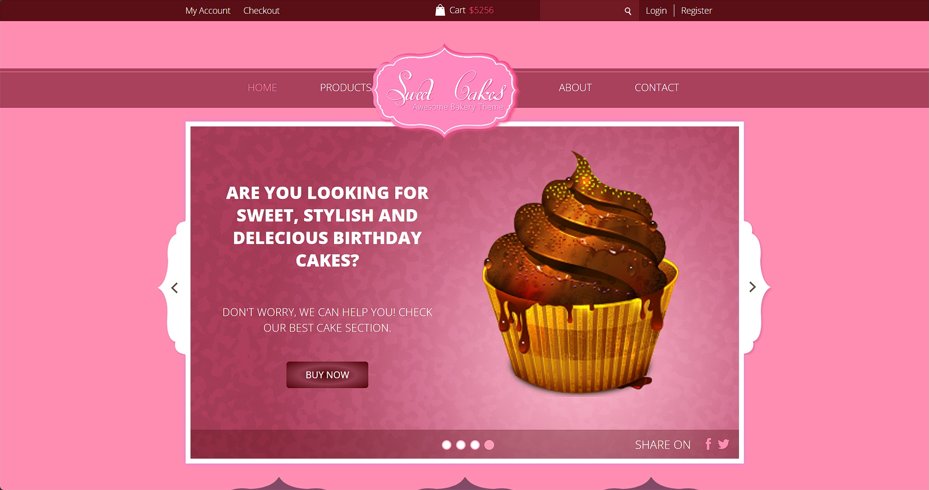 粉红色美味蛋糕品牌响应式网页模板-柒伍零丨网络资源社区