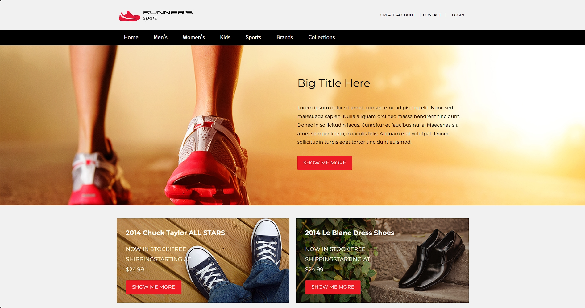 跑步运动鞋网店响应式网页模板-柒伍零丨网络资源社区