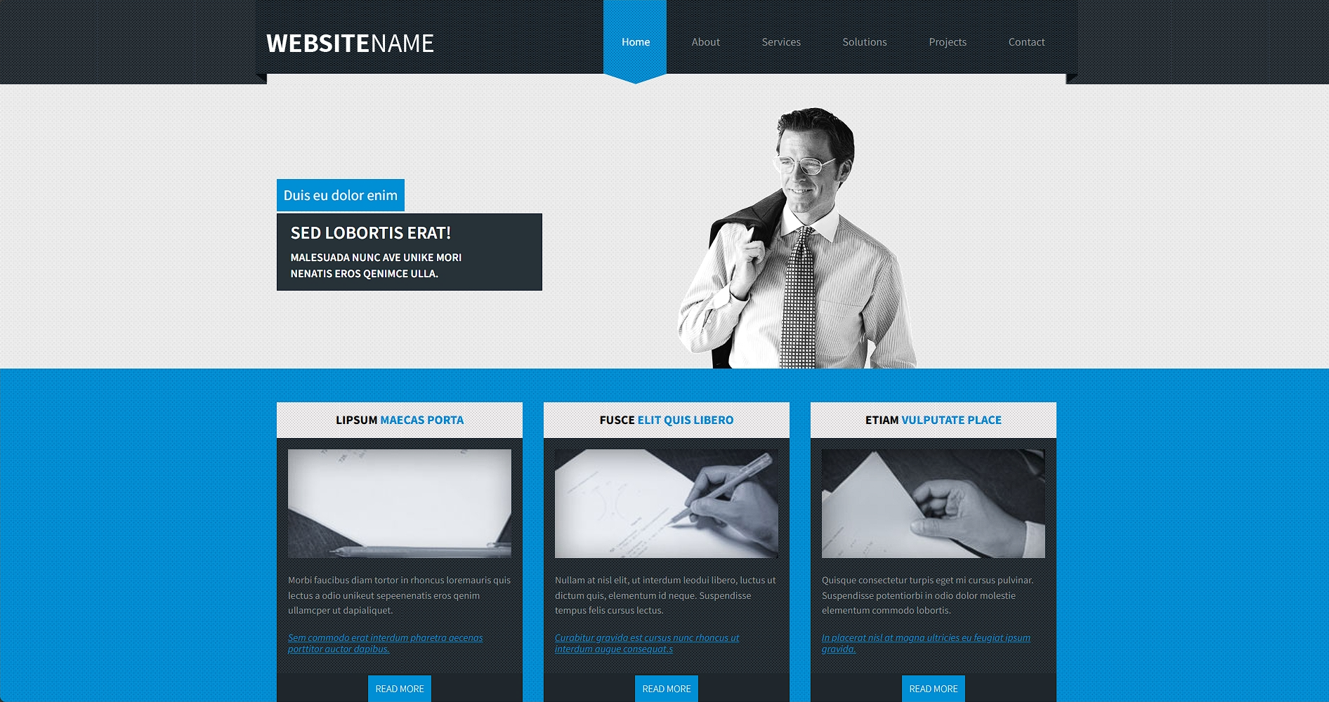 蓝色专业企业响应式网页模板-柒伍零丨网络资源社区