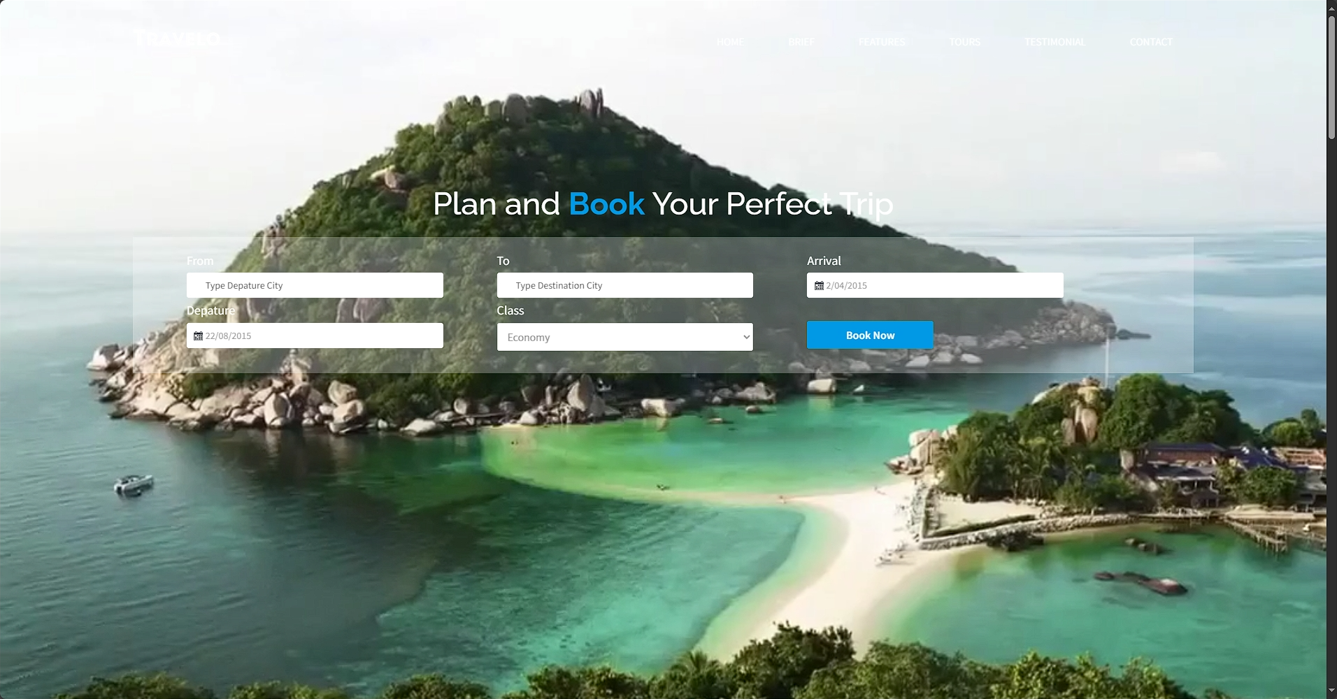蓝色旅行指南查询响应式网页模板-柒伍零丨网络资源社区