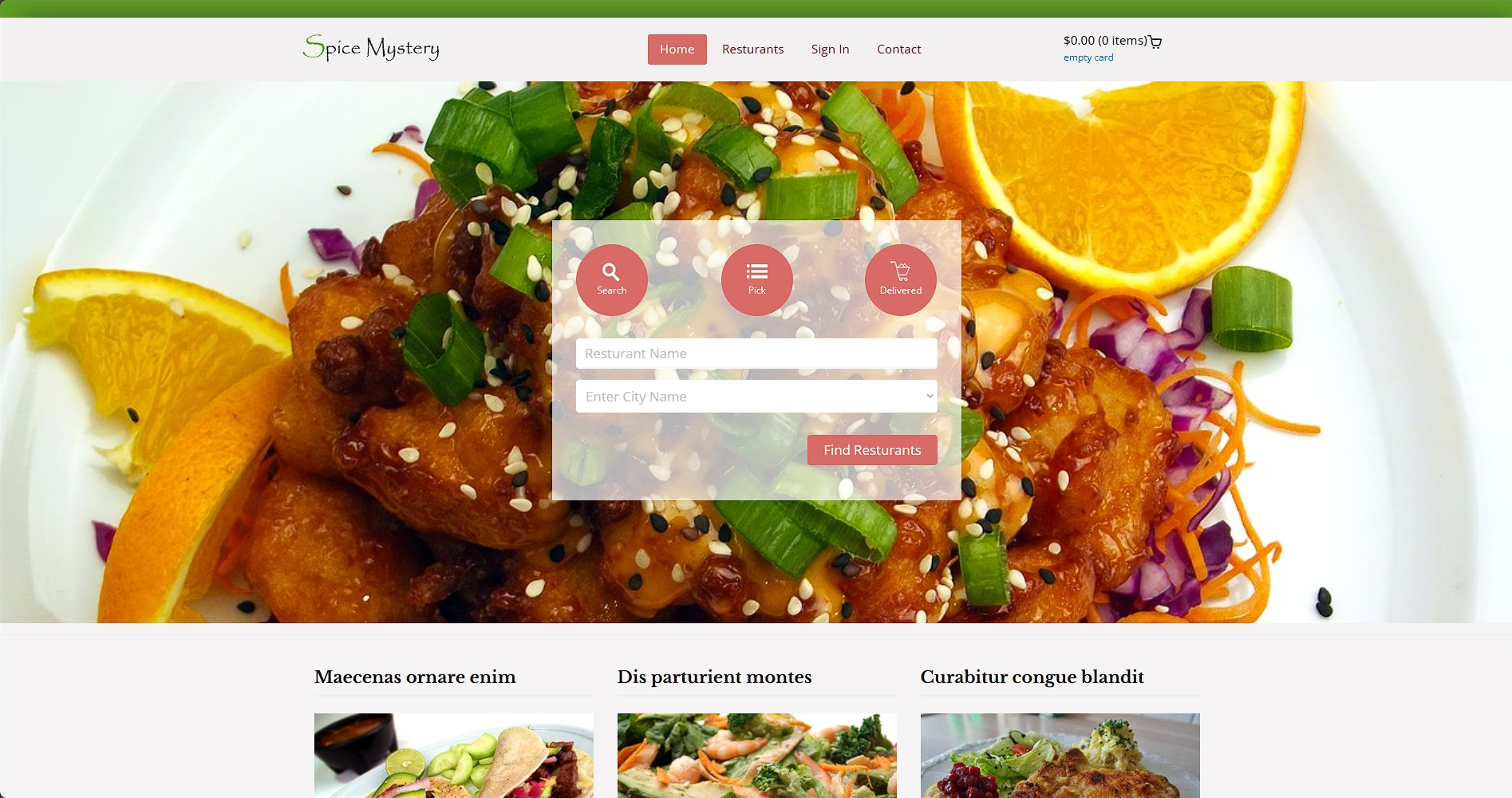 蜜汁香味餐厅响应式网页模板-柒伍零丨网络资源社区