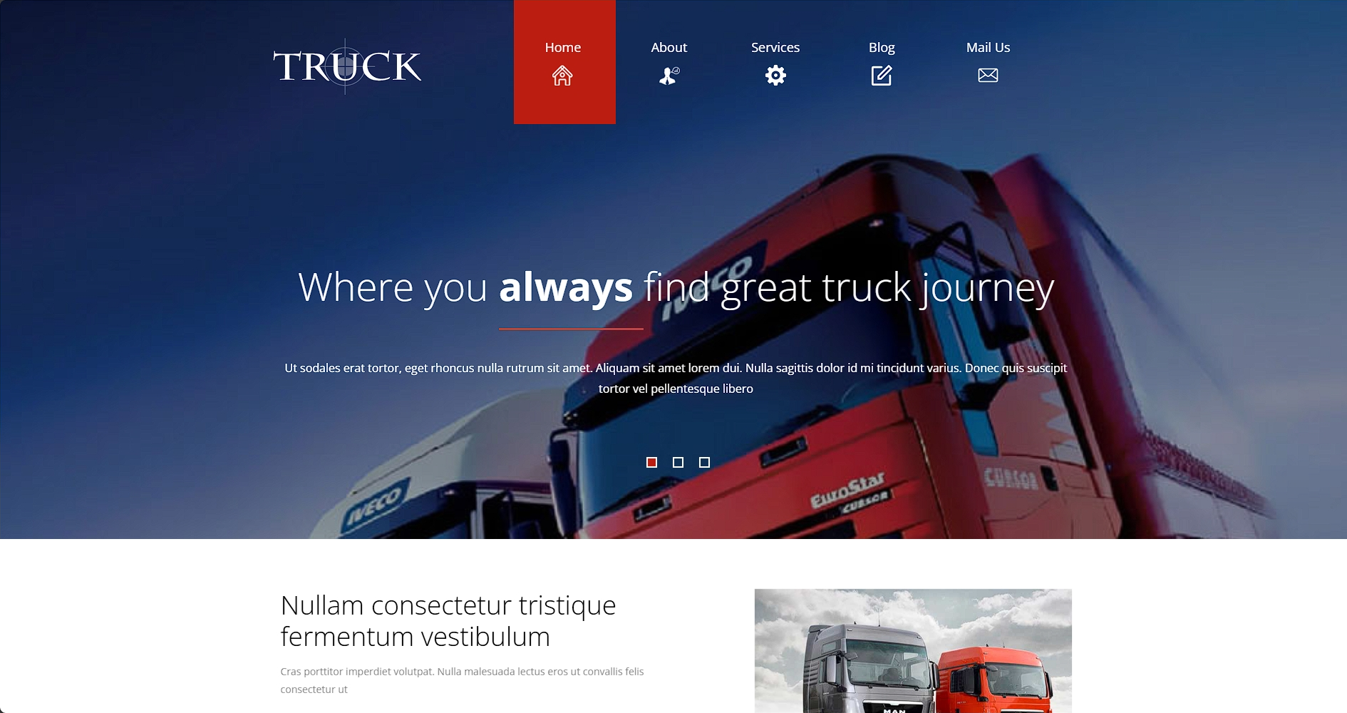 大型卡车运输响应式网站模板-柒伍零丨网络资源社区